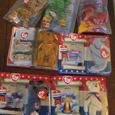 Beanie Babies In The Package Set, American Trio & 4 More
