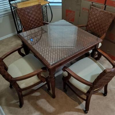 5 Piece Stanley Furniture Woven Wicker And Wood Dining Room Set