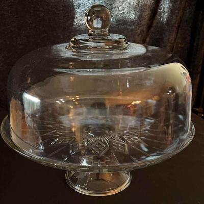 Elegant Glass Covered Cake Plater On Pedestal 