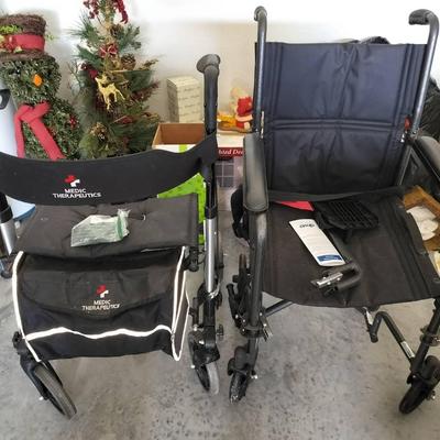 Drive Steel Transport Wheelchair + Medic Therapeutics Folding Mobility Walker