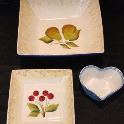 2 Deep Decor Dishes  & Heart Shaped Bowl