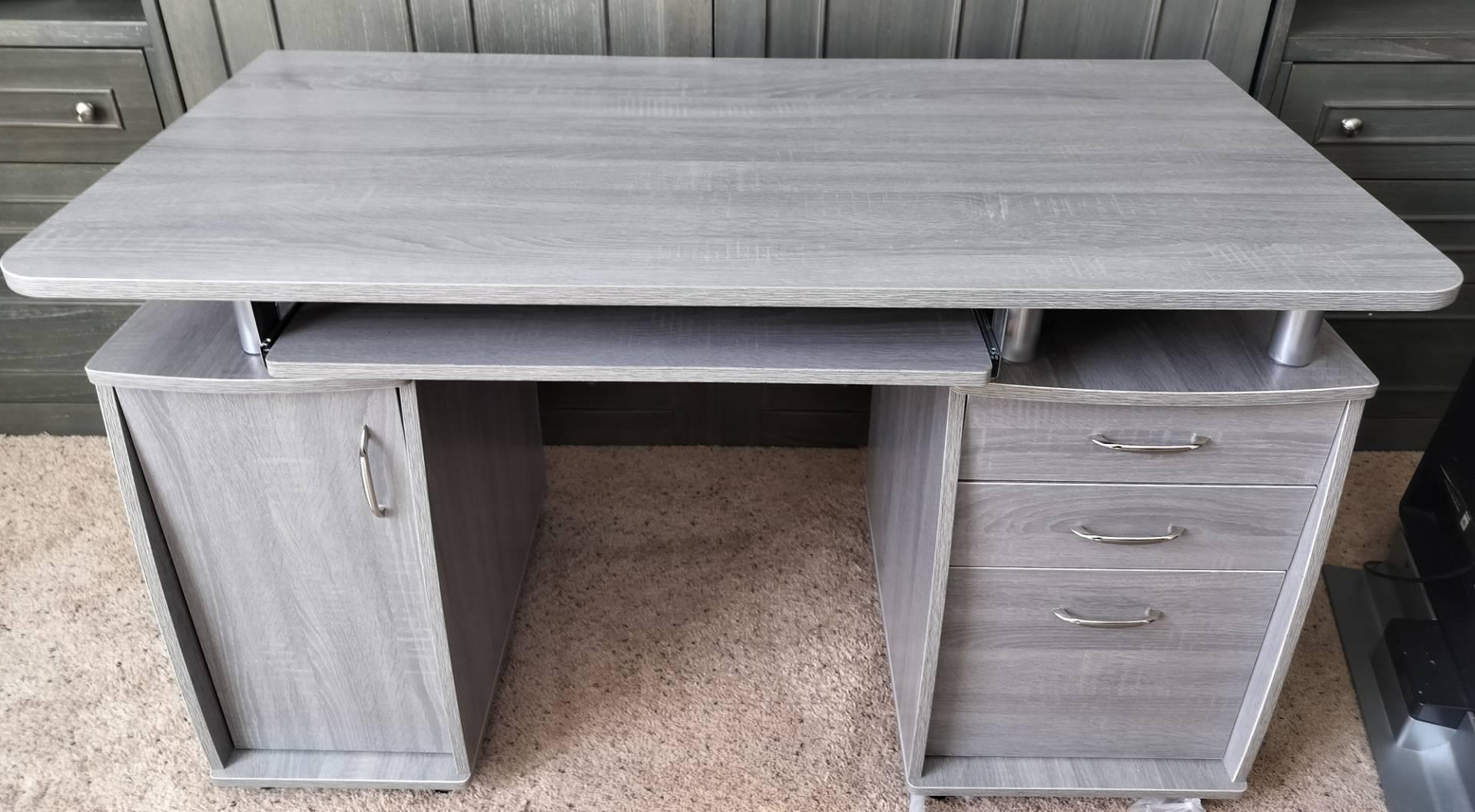 Light Gray Office/Computer Storage Desk + Rolling Office Chair