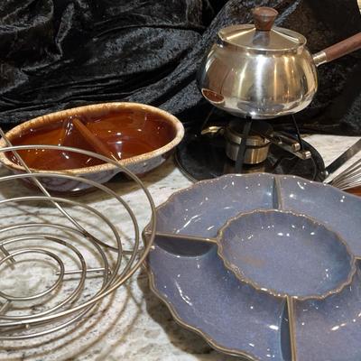 Vintage Hull Oven-Proof Brown Dip Glaze Divided Dish + More *See Description*