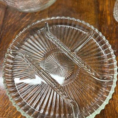 Sale Photo Thumbnail #15: Divided Crystal Platter 10" $15