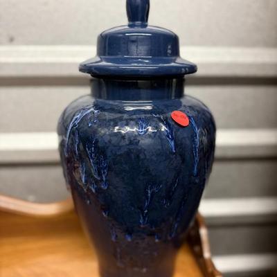 Sale Photo Thumbnail #27: Large Blue Ginger Jar 15" H 7.5"D $40