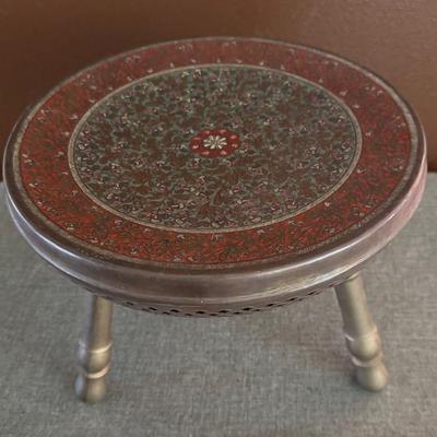 Turkish Middle Eastern Brass 3 Legged Stool