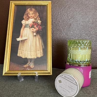 Framed Victorian Art “ The Love Letter” With Assorted Candles