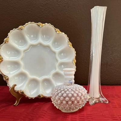 Vintage Milk Glass And Hobnail Glass 
