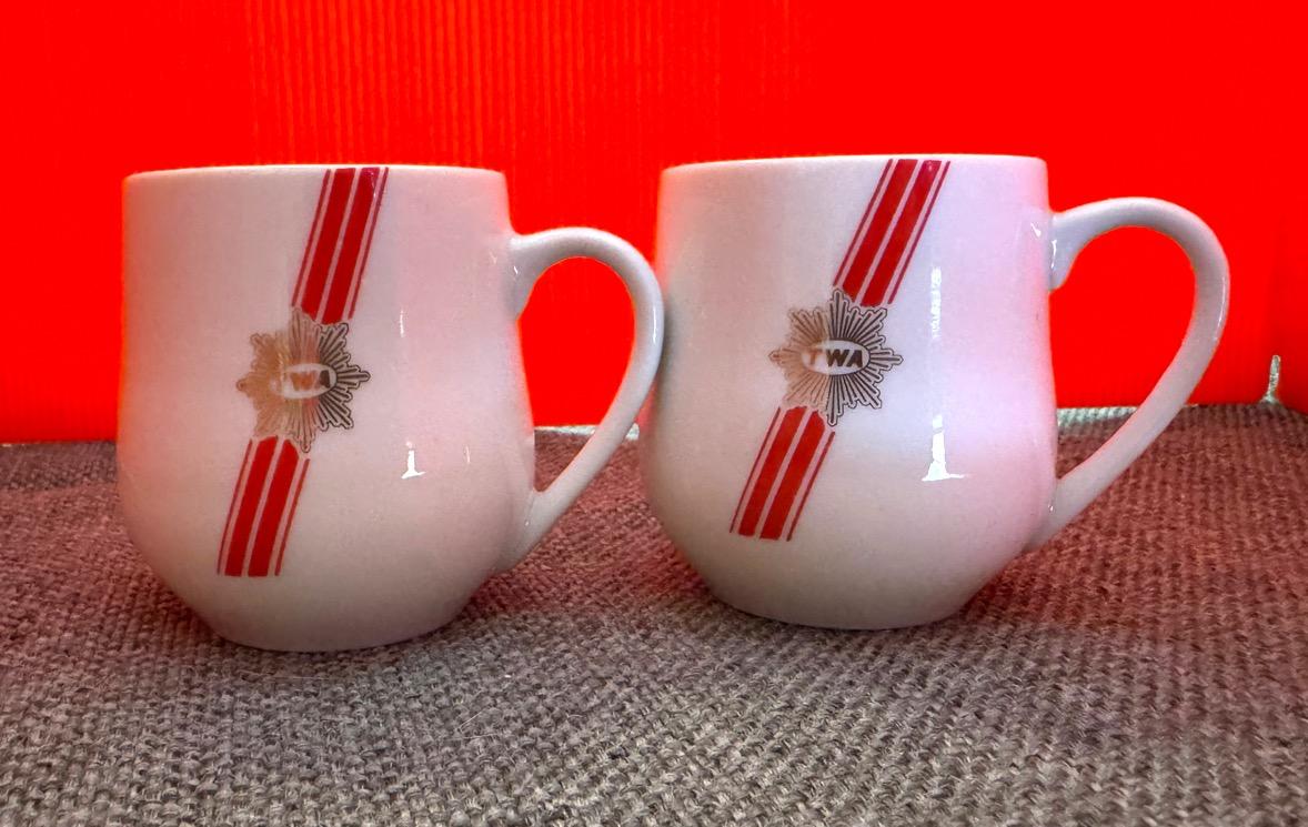 Vintage TWA Porcelain Airline Cups