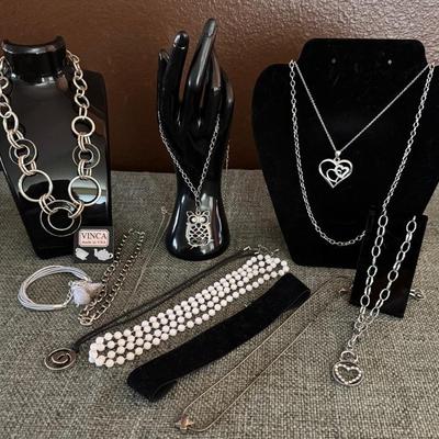 Marked And Unmarked Silver Tone Jewelry Including Liz Claiborne 
