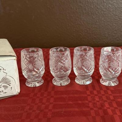 K. Bielecki Vintage Cut Crystal Shot Glasses In Original Box