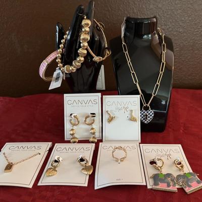 “Canvas Style “ Gold Tone Costume Jewelry 