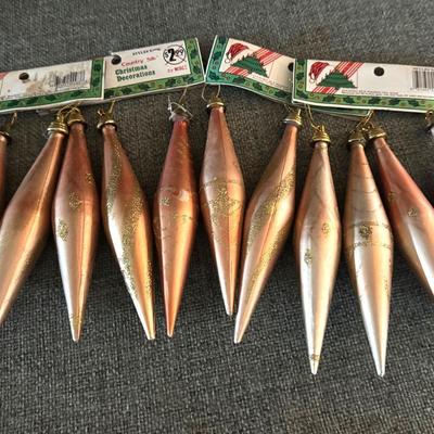 Vintage Champagne Colored Christmas Teardrop Ornaments 