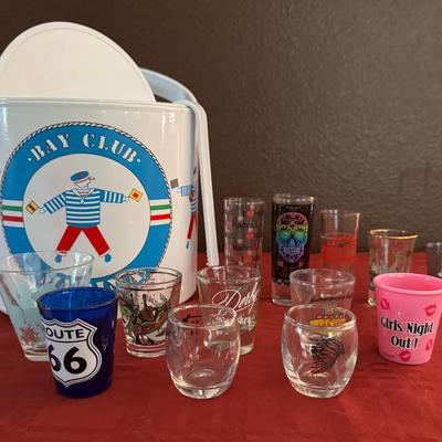 Collection Of Shot Glasses With Ice Bucket 