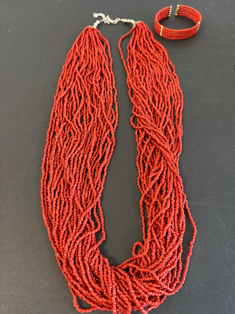 Coral Necklace And Bracelet