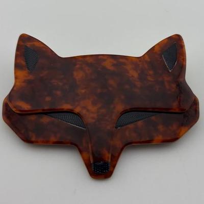 Lea Stein - Lacquered Fox Head Brooch