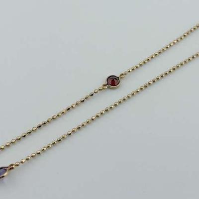 14k Yellow Gold Citrine, Blue Topaz, Peridot, Garnet & Amethyst Necklace
