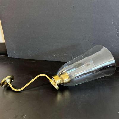 Glass And Brass Wall Candle Sconce