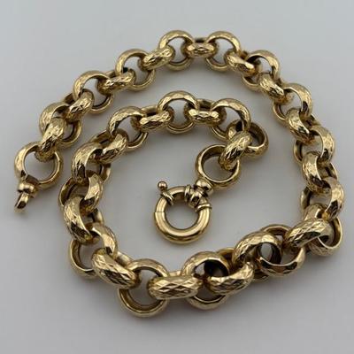 Large 14k Yellow Gold Connected Hoop Necklace