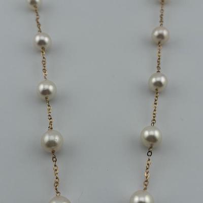 14k Yellow Gold 8mm Pearl Necklace #2