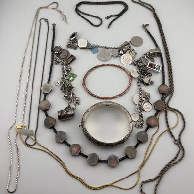Large Assortment of Sterling Necklaces & Bracelets