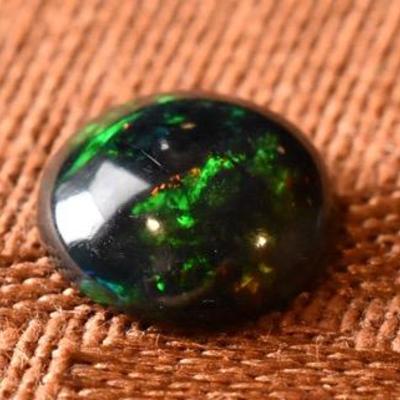1.6 Carat Round Black Opal Cabochon - AAA