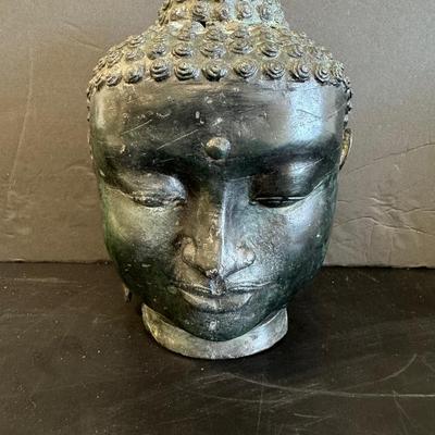 Antique Cast Bronze Buddha Head