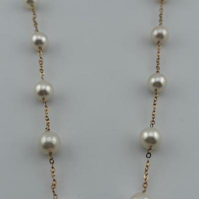 14k Yellow Gold 8mm Pearl Necklace #3