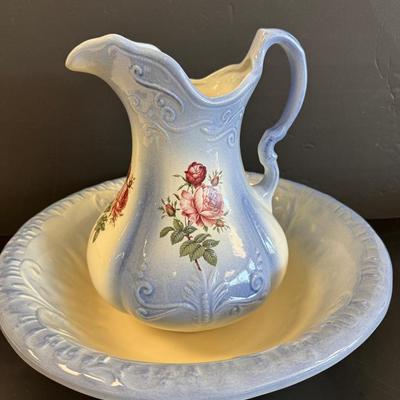 Rose Pitcher And Bowl