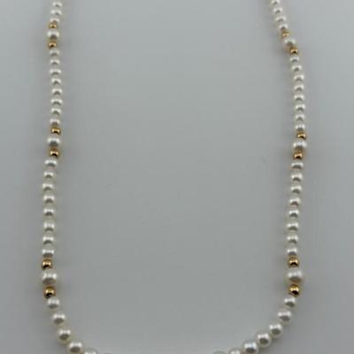 14k Yellow Gold 4mm Pearl Necklace