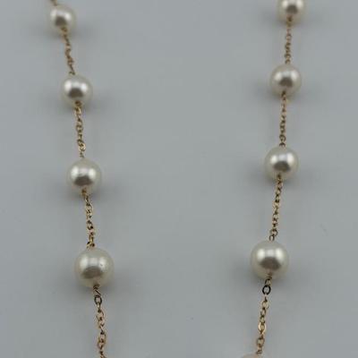 14k Yellow Gold 8mm Pearl Necklace #1