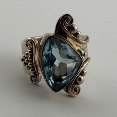 Sajen - Sterling Silver 7+ Carat Blue Topaz Ring 