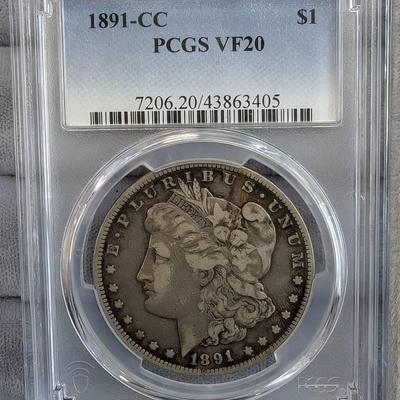 1891-CC Morgan Dollar… PCGS VF20