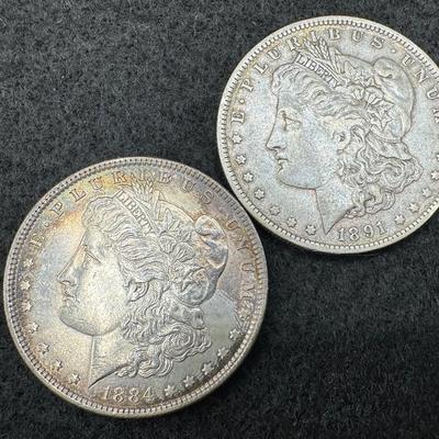 1891-O & 1884 Morgan Dollar