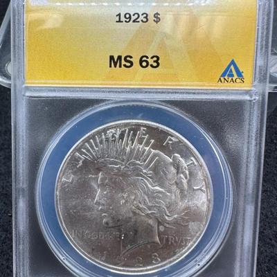 1923 Peace Dollar ANACS MS 64