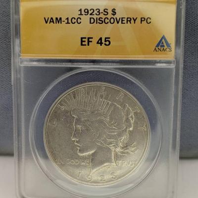 1923-S Peace Dollar...ANACS EF45, VAM-1CC
