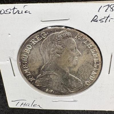 1780 Austrian Silver Thaler Restrike