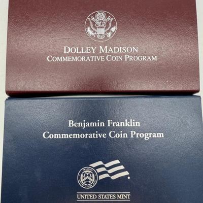 Ben Franklin And Dolly Madison Commemorative Silver Dollars 