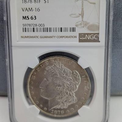 1878 8TF Morgan Dollar...NGC MS63, VAM-16
