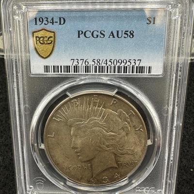 1934-D Peace Dollar PCGS AU58