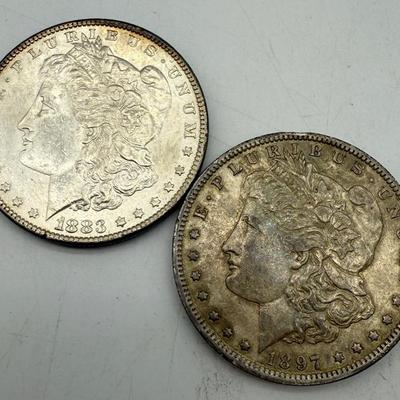 1883 And 1897-O Morgan Dollars 