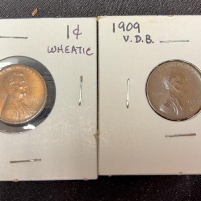 Lincoln Penny Albums W/Two 1909 V.D.B.’s