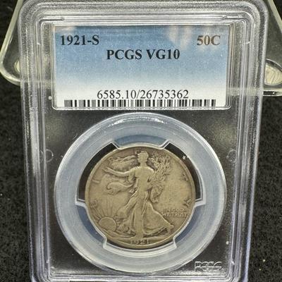 1921-S Walking Liberty Half Dollar PCGS VG10