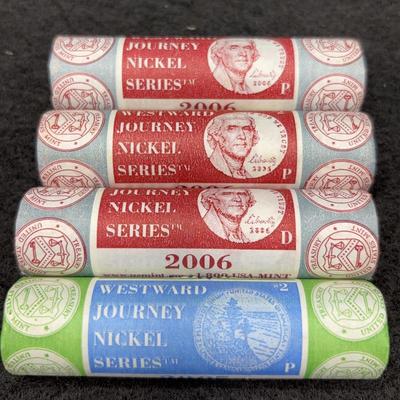 4 Mint Rolls Of 2005 & 2006 Westward Journey Nickels