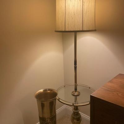 Brass Lamp And Umbrella Stand  