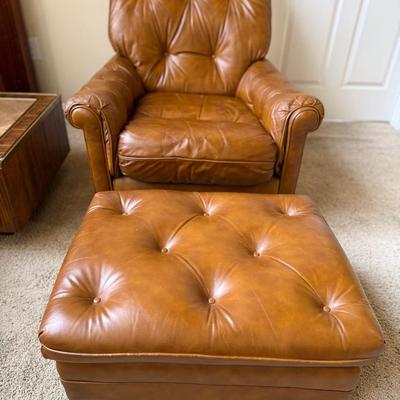 Vintage Leather Chair And Ottoman By Classic Leather, Inc.