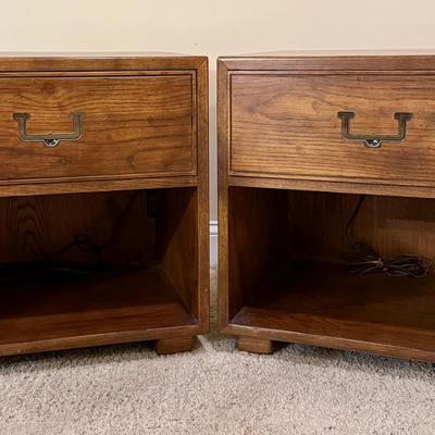 Two Henredon “Artefacts” Mid Modern Century Campaign Style Nightstands