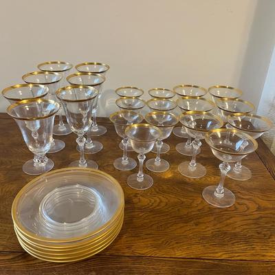 Tiffin-Franciscan Saturn Glass Ware Set 27 Pieces