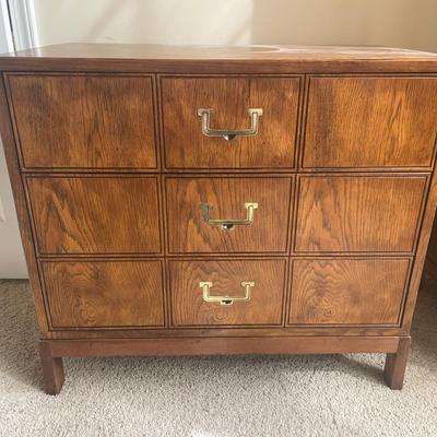 Henredon Artefacts Campaign Style Cabinet Low Chest , Classic Brass Handles, Timeless Style