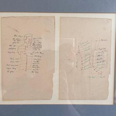 Vintage Vietnamese Acupuncture Hand Drawing Diagram